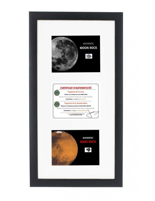 Quadro con originali frammenti della Luna e di Marte