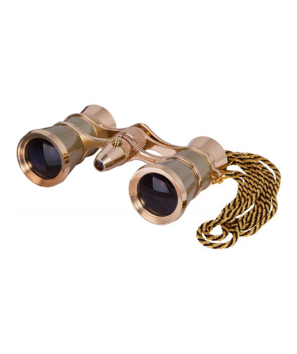 Levenhuk Broadway 325F Opera Glasses (gold, with LED light and chain)