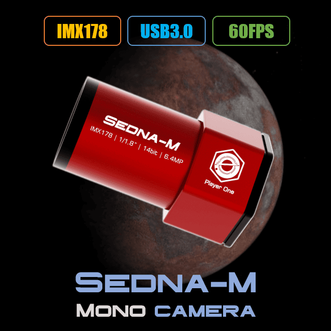 Camera per autoguida Player One Astronomy Sedna-M USB3.0 Mono (IMX178) logo ufficiale